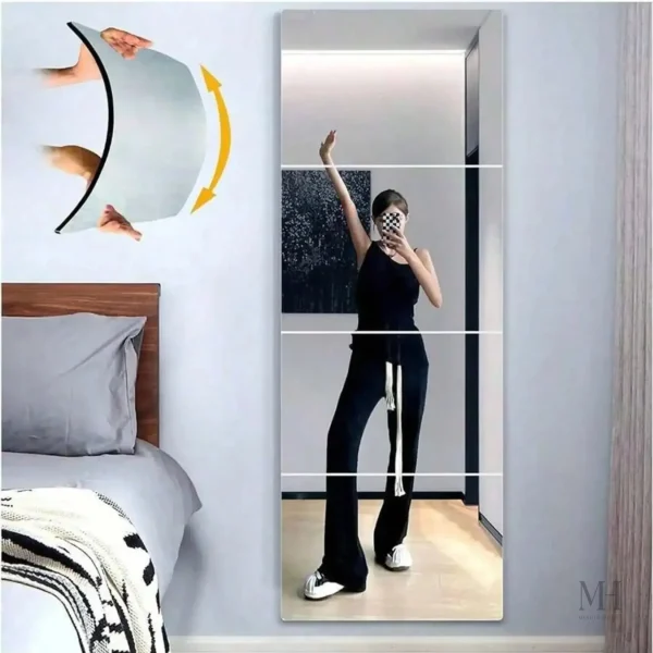 miroir-a-coller-1 Miroir acrylique souple autocollant - Lot de 8 panneaux