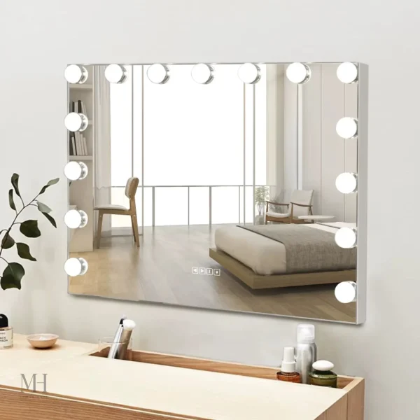 Miroir à maquillage pratique avec technologie Bluetooth