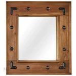 Miroir Acacia Massif 50x50 cm avec cadre en bois et acier noir