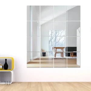 Miroir Rectangulaire Adhésif 30x36 cm, Kit de 16 Pièces