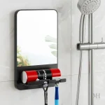 Miroir antibuée avec étagère intégrée pour salle de bain