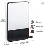 Miroir simple antibuée avec rangement pour accessoires