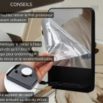 Accessoire de douche : miroir avec étagère et porte-rasoir