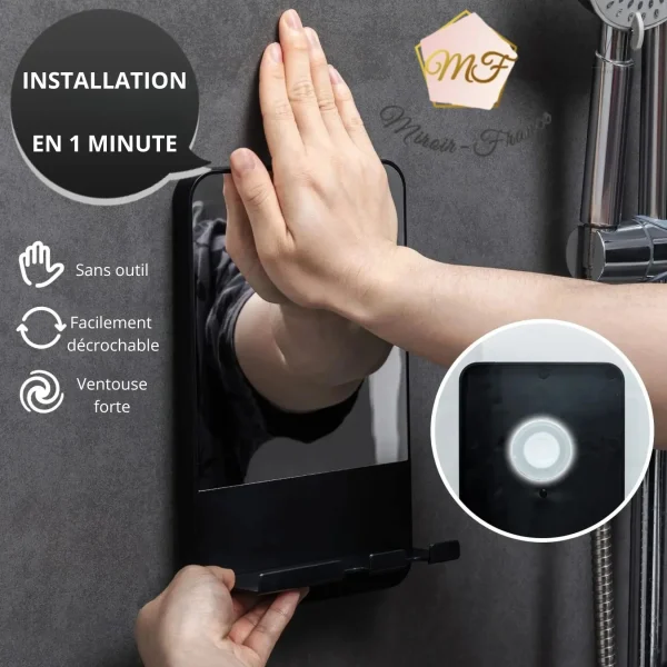 Miroir fonctionnel pour salle de bain, antibuée et pratique