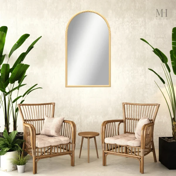 Miroir mural au design organique en bois naturel