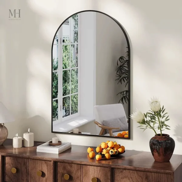 Grand miroir mural avec cadre en aluminium