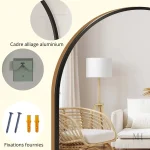 Miroir mural noir au design arqué