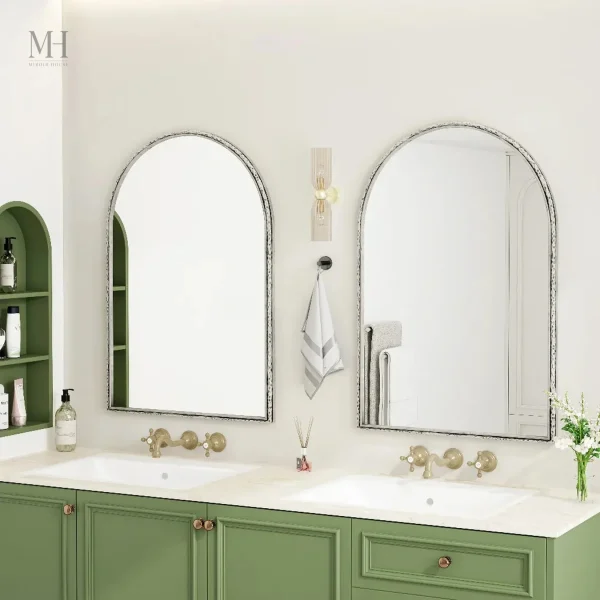 Miroir Rectangulaire avec Cadre en Métal Martelé