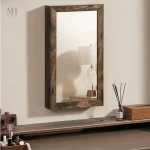 Armoire à Bijoux Miroir Mural en Bois Design Pratique