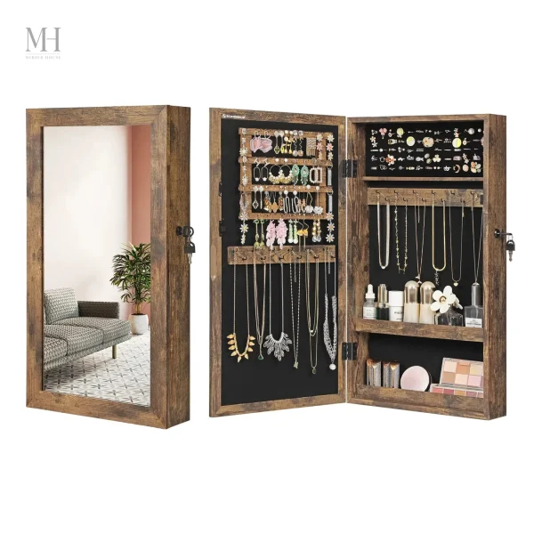 Rangement pratique pour bijoux avec miroir intégré