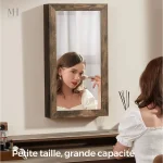 Miroir à bijoux mural en finition bois ou blanc