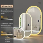 Miroir arrondi avec éclairage LED pour salle de bain moderne