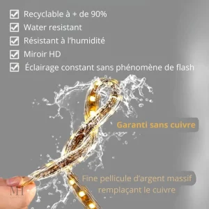 Miroir de salle de bain bluetooth antibuée avec lumière intégrée