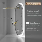 Miroir salle de bain LED avec connectivité Bluetooth pratique