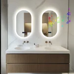 Miroir LED pour salle de bain, design arrondi et fonctionnel