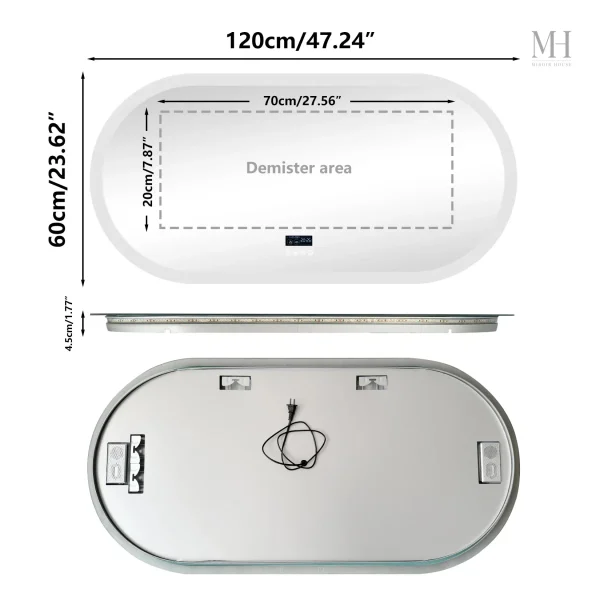 Miroir antibuée avec éclairage LED pour une vision claire