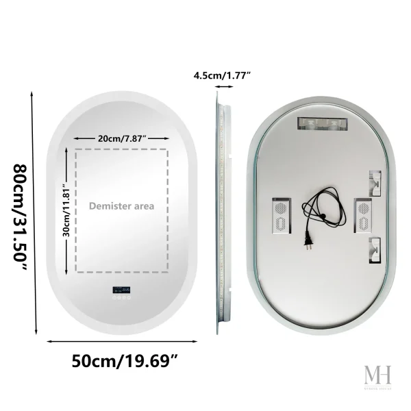 Miroir salle de bain avec technologie Bluetooth et lumière LED
