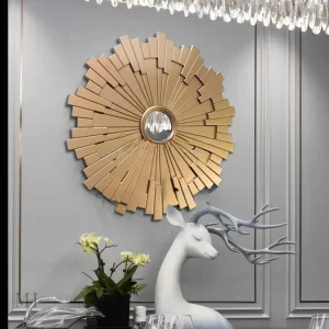 Miroir design élégant avec motifs géométriques dorés