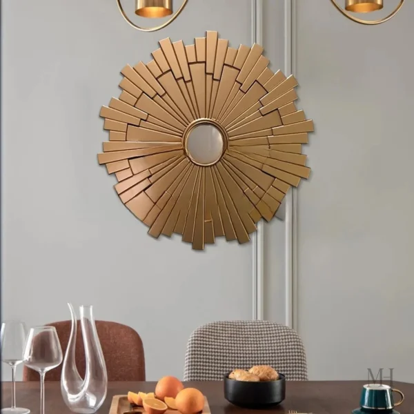 Miroir contemporain en forme de soleil rayonnant