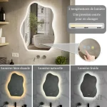 Miroir LED moderne avec forme asymétrique unique