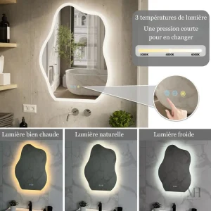 Miroir LED moderne avec forme asymétrique unique