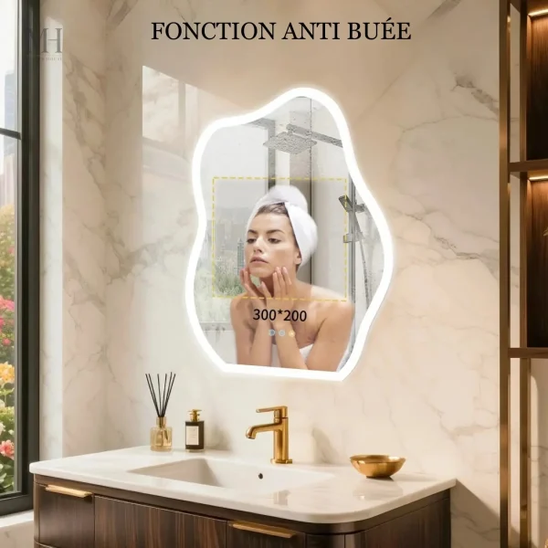 Miroir élégant avec fonction anti-buée pour confort