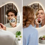 Miroir salle de bain LED 80x60 cm, design asymétrique