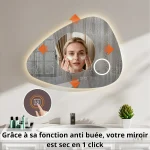 Miroir décoratif LED pour salle de bain, 80x60 cm