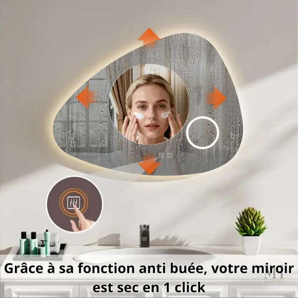 Miroir décoratif LED pour salle de bain, 80x60 cm