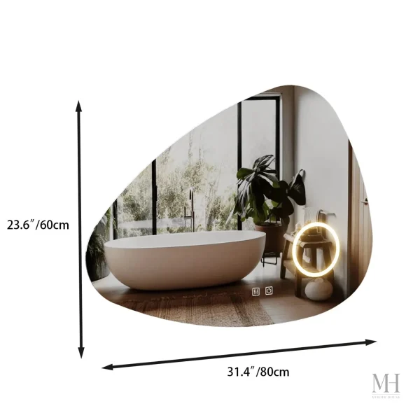 Miroir asymétrique avec éclairage LED, salle de bain