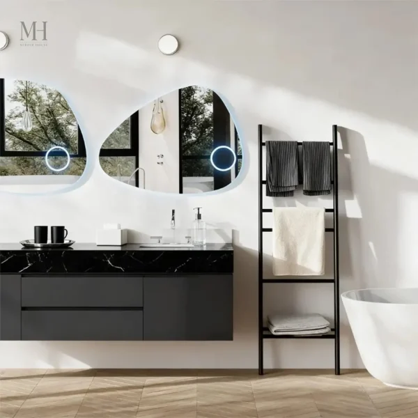 Miroir LED pour salle de bain, style contemporain 80x60 cm