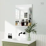 Miroir salle de bain blanc avec étagère - 50x60 cm