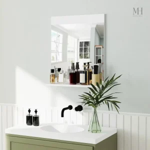 Miroir salle de bain blanc avec étagère - 50x60 cm
