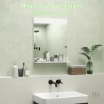 Accessoire de salle de bain : miroir avec étagère blanche