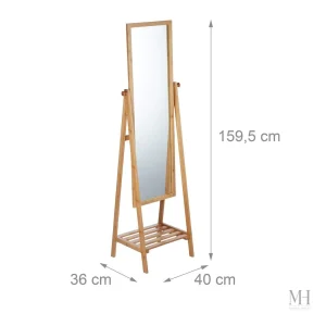 Miroir en bambou de 159,5 cm avec rangement intégré