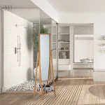 Miroir inclinable en bambou moderne pour intérieur