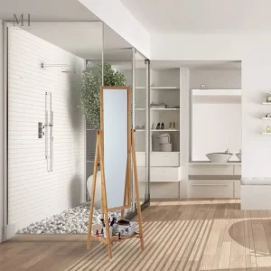 Miroir inclinable en bambou moderne pour intérieur