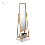Miroir décoratif en bambou avec solution de rangement