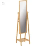 Miroir sur pied en bambou, élégant et pratique
