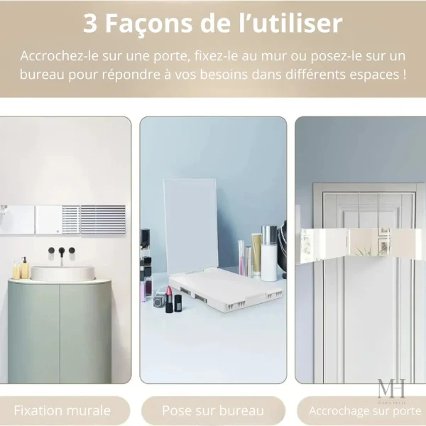 Miroir pliable USB pour un rangement facile