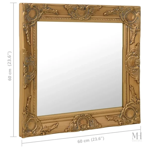 Miroir doré avec cadre baroque décoratif