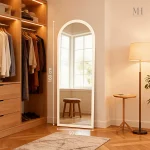 Grand miroir sur pied blanc design arche 160x50 cm