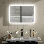 Miroir LED Anti-buée Bluetooth 50×70 cm pour salle de bain