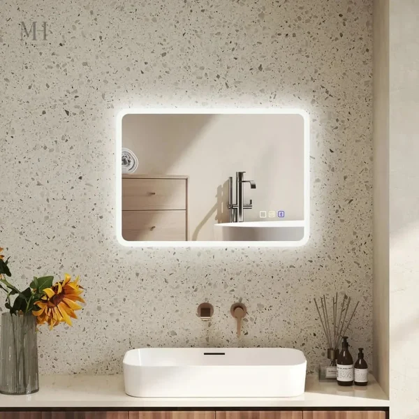 Miroir lumineux 50x70 cm avec fonction anti-buée intégrée