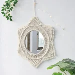 Miroir décoratif en macramé 52 cm pour une touche bohème