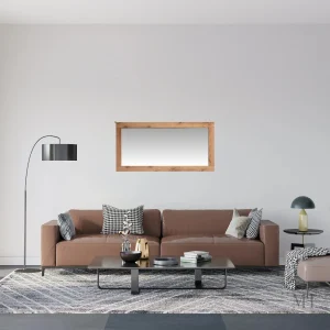 Grand miroir en bois naturel style chêne