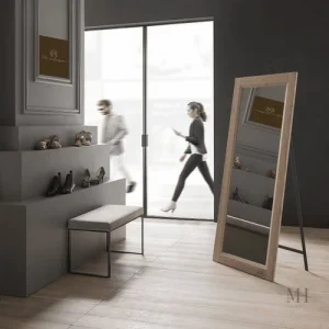 Miroir Bois Chêne Naturel 180x80 cm sur Pied