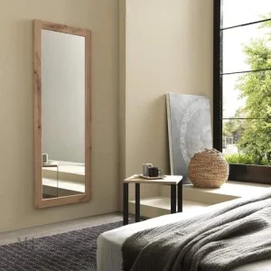 Miroir sur pied en chêne brut, design élégant