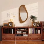 Miroir en forme libre placage pin