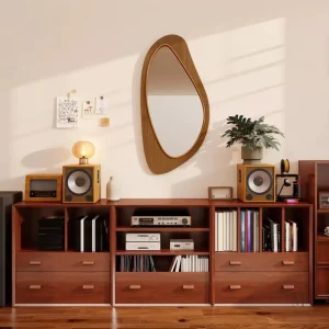 Miroir en forme libre placage pin